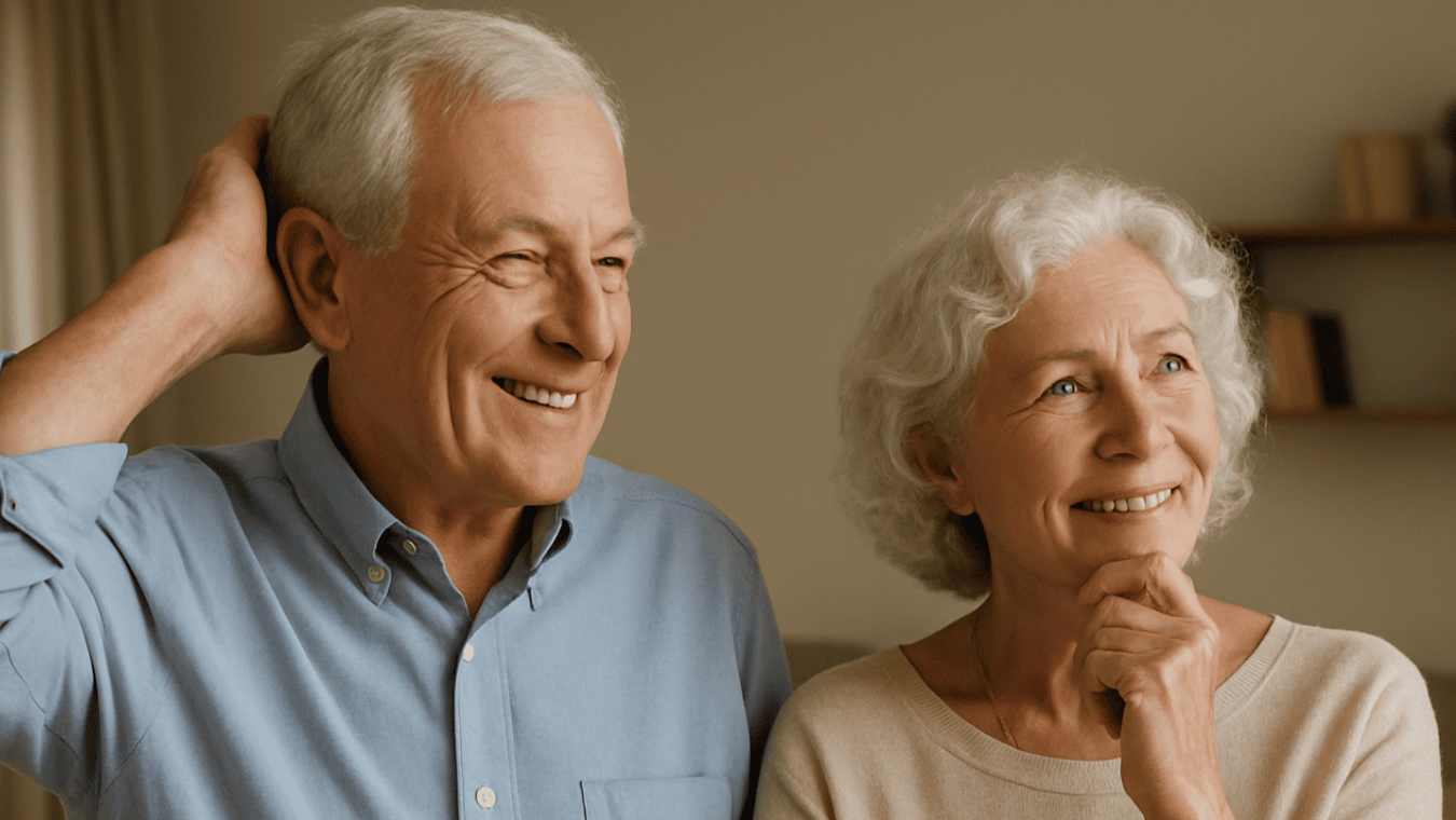 l'immagine rappresenta due signori anziani che si interrogano felici sulle cadute in casa