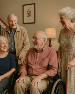 rappresenta 4 anziani che ridono