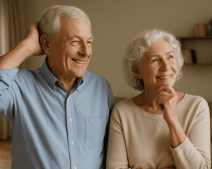 l'immagine rappresenta due signori anziani che si interrogano felici