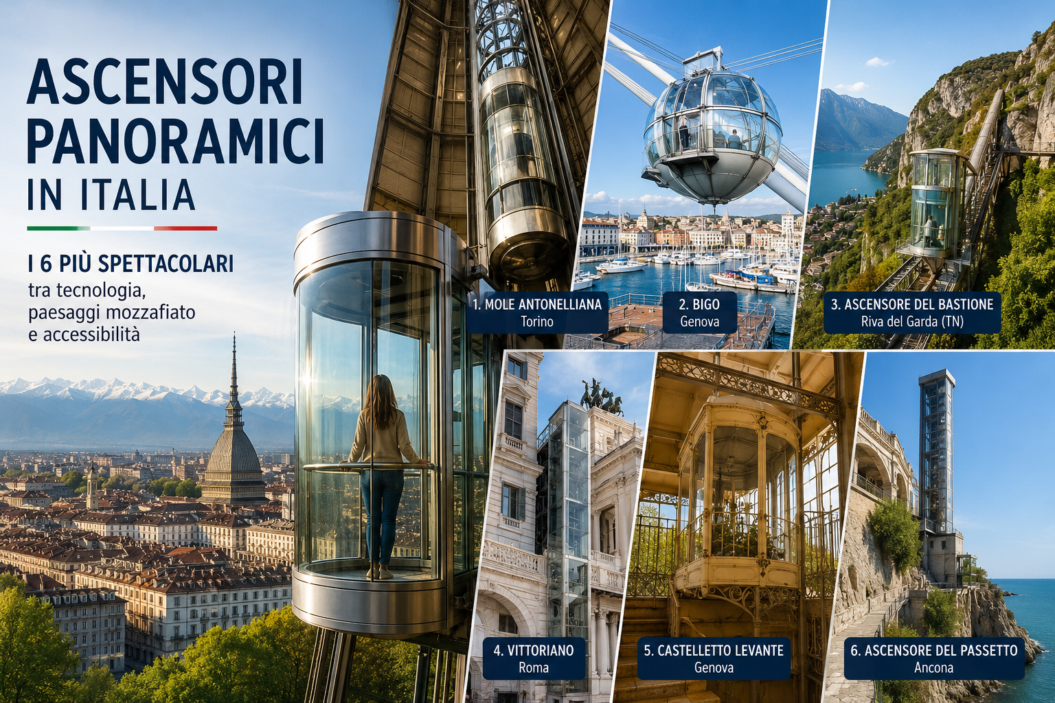 Ascensori panoramici in Italia tra città, monumenti e paesaggi spettacolari